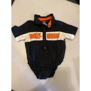 6/9 months Harley Davidson Collared Onesie Shirt